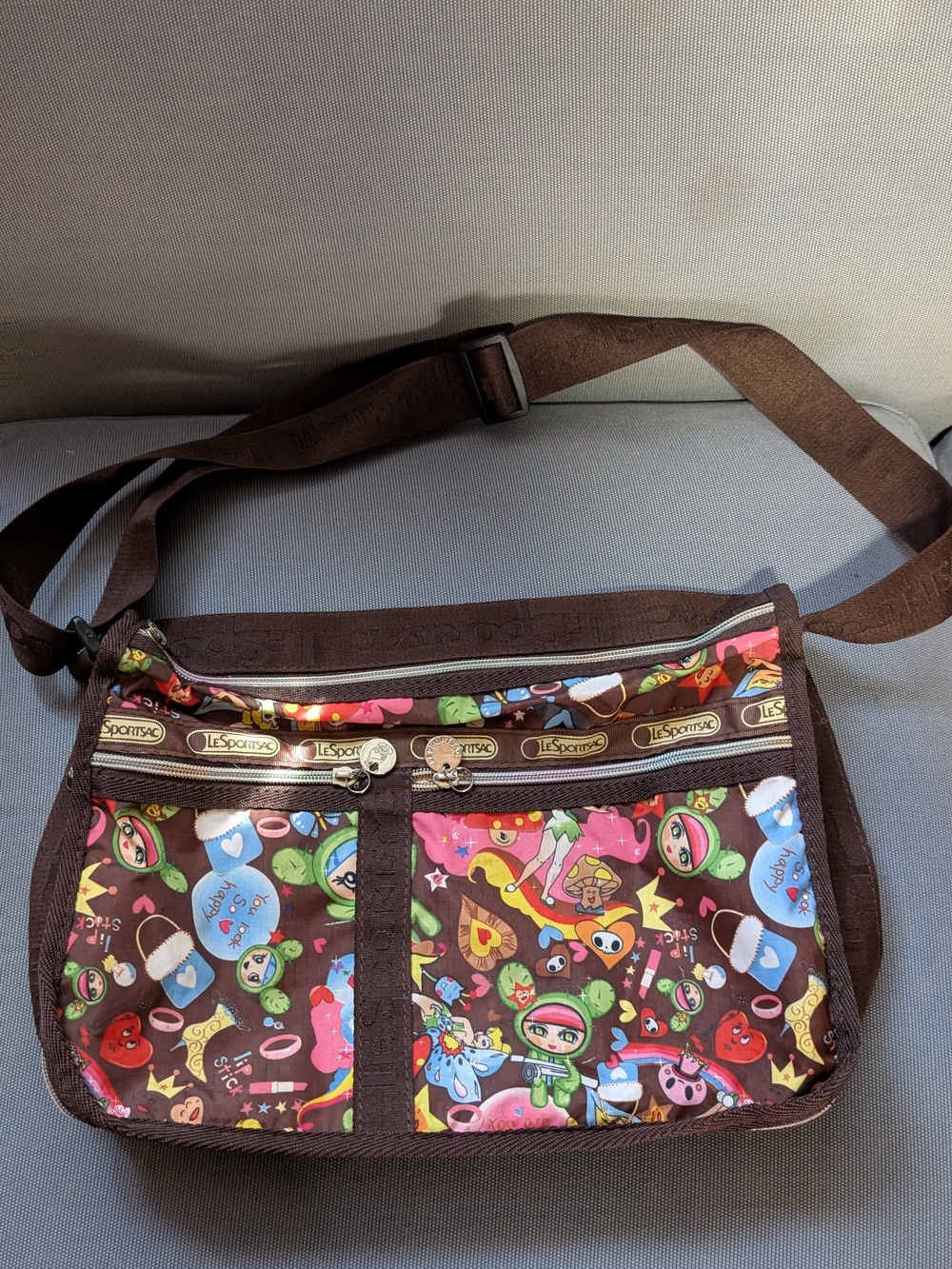 LeSportsac Brown Tokidoki Pattern Crossbody Bag